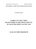 Nghiên cứu phát triển doanh nghiệp xã hội trong lĩnh vực du lịch cộng đồng tại việt nam