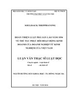 Hoàn thiện luật phá sản lào năm 1994 về thủ tục phục hồi hoạt động kinh doanh của doanh nghiệp từ bài học kinh nghiệm của việt nam