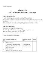 Giáo án Tiếng Việt 1 chủ điểm 10: Kể chuyện Cô chủ không biết quý tình bạn