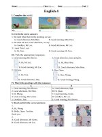 Bài Tập Tiếng Anh lớp 4 theo SGK   Unit 1