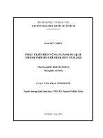 Phát triển bền vững ngành du lịch thành phố hồ chí minh đến năm 2025 