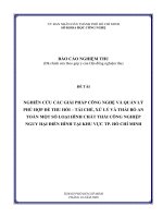 nghiên cứu các giải pháp công nghệ và quản lý phù hợp để thu hồi – tái chế, xử lý và thải bỏ an toàn một số loại hình chất thải công nghiệp nguy hại điển hình tại khu vực tp  hồ chí minh 