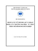 Pháp luật về thành lập và hoạt động của trường đại học tư thục theo mô hình doanh nghiệp 