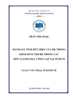 Đánh giá tính hữu hiệu của hệ thống kiểm soát nội bộ trong các đơn vị giáo dục công lập tại thành phố hồ chí minh 