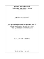 Tác động của tham nhũng đến giáo dục và bất bình đẳng thu nhập ở việt nam tiếp cận dữ liệu cấp tỉnh thành 