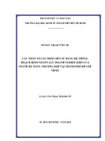 Các nhân tố tác động đến sử dụng hệ thống hoạch định nguồn lực doanh nghiệp (ERP) của người kế toán trường hợp tại thành phố hồ chí minh 
