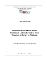 Antecedent and outcomes emotional labor evidence from tourism industry in viet nam 
