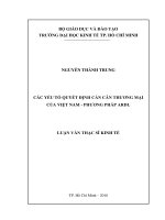 Các yếu tố quyết định cán cân thương mại của việt nam   phương pháp ARDL 