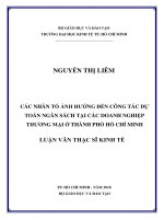 Các nhân tố ảnh hưởng đến công tác dự toán ngân sách tại các doanh nghiệp thương mại ở TP  hồ chí minh 