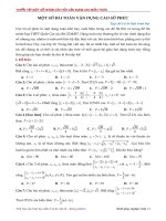 MỘT số bài TOÁN vận DỤNG CAO số PHỨC 