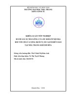 Đánh giá sự hài lòng của du khách nội địa đối với chất lượng dịch vụ du lịch biển đảo tại nha trang khánh hòa 