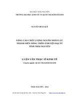 Nâng cao chất lượng nguồn nhân lực thanh niên nông thôn ở huyện đại từ  tỉnh thái nguyên 