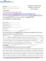 Bàii Tập SGK tiếng Anh thí điểm lớp 9  Review (Unit7,8,9) có đáp án