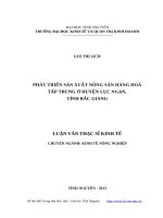 Phát triển sản xuất nông sản hàng hóa tập trung ở huyện lục ngạn, tỉnh bắc giang 