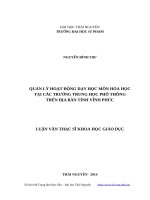 Quản lý hoạt động dạy học môn hóa học tại các trường trung học phổ thông trên địa bàn tỉnh vĩnh phúc 