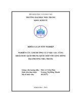 Nghiên cứu ảnh hưởng của việc gia tăng khách du lịch trung quốc đối với cộng đồng địa phương nha trang 