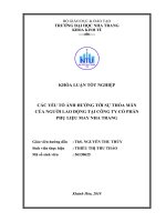 CÁC yếu tố ẢNH HƯỞNG tới sự THỎA mãn của NGƯỜI LAO ĐỘNG tại CÔNG TY cổ PHẦN PHỤ LIỆU MAY NHA TRANG 