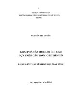 Khai phá tập mục lợi ích cao dựa trên cấu trúc cây tiền tố 