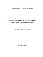 Thiết kế nguồn điện năng lượng mặt trời có bộ tự động chọn điểm làm việc cực đại theo phương pháp po (perturb and observe) 
