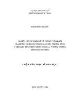 Nghiên cứu sự phân bố về thành phần loài của lưỡng cư, bò sát trong các môi trường sống ở khu bảo tồn thiên nhiên thần sa   phượng hoàng tỉnh thái nguyên 