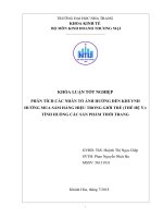 Phân tích các nhân tố ảnh hưởng đến khuynh hướng mua sắm hàng hiệu trong giới trẻ (thế hệ y) 