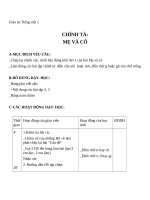 Giáo án Tiếng Việt 1 chủ điểm 4: Chính tả Mẹ và cô