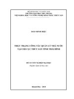 Thực trạng công tác quản lý nhà nước tại chi cục thủy sản tỉnh thái bình 