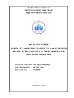 Nghiên cứu ảnh hưởng của thức ăn, mật độ đến sinh trưởng và tỉ lệ sống của ấu trùng ngao hai cồi (tapes dorsatus lamarck, 1818) 