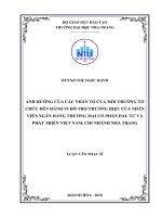 Ảnh hưởng của các nhân tố của môi trường tổ chức đến hành vi hỗ trợ thương hiệu của nhân viên ngân hàng thương mại cổ phần đầu tư và phát triển việt nam, chi nhánh nha trang 
