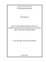 Quản lý hoạt động giáo dục pháp luật cho học sinh trường phổ thông dân tộc nội trú huyện yên thủy, tỉnh hòa bình 