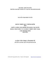 Hoàn thiện quy trình kiểm tra chất lượng sản phẩm tín dụng tại ngân hàng thương mại cổ phần đầu tư và phát triển việt nam, chi nhánh thái nguyên 