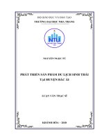 Phát triển sản phẩm du lịch sinh thái tại huyện bác ái 