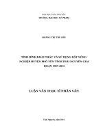 Tình hình khai thác và sử dụng đất nông nghiệp huyện phổ yên tỉnh thái nguyên giai đoạn 1997 2012 