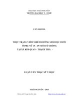Thực trạng viêm nhiễm đường sinh dục dưới ở phụ nữ 15 49 tuổi có chồng tại xã kim quan   thạch thất   hà nội và một số yếu tố liên quan 