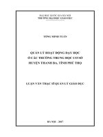 Quản lý hoạt động dạy học ở các trường THCS huyện thanh ba, tỉnh phú thọ 