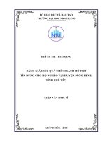 Đánh giá hiệu quả chính sách hỗ trợ tín dụng cho hộ nghèo tại huyện sông hinh, tỉnh phú yên 