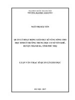 Quản lý hoạt động giáo dục kỹ năng sống cho học sinh ở trường THCS yển khê, huyện thanh ba, tỉnh phú thọ 