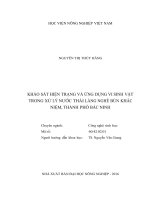 Khảo sát hiện trạng và ứng dụng vi sinh vật trong xử lý nước thải làng nghề bún khắc niệm, thành phố bắc ninh 