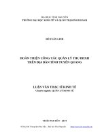 Hoàn thiện công tác quản lý thu bảo hiểm xã hội trên địa bàn tỉnh tuyên quang 