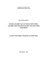 Đánh giá hiệu quả sử dụng đất nông nghiệp trên địa bàn huyện yên mỗ tỉnh ninh bình 