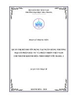 Quản trị rủi ro tín dụng tại ngân hàng thương mại cổ phần đầu tư và phát triển việt nam, chi nhánh khánh hòa theo hiệp ước basel 2 