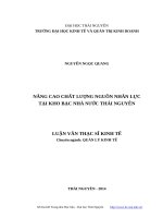 Nâng cao chất lượng nguồn nhân lực tại kho bạc nhà nước thái nguyên 
