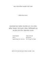 Giải pháp huy động nguồn lực của cộng đồng trong xây dựng nông thôn mới tại huyện tân yên, tỉnh bắc giang 