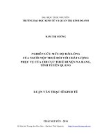 Nghiên cứu mức độ hài lòng của người nộp thuế đối với chất lượng phục vụ của chi cục thuế huyện na hang, tỉnh tuyên quang 