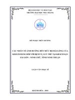 Các nhân tố ảnh hưởng đến mức độ hài lòng của khách hàng đối với dịch vụ lưu trú tại khách sạn sài gòn   ninh chữ, tỉnh ninh thuận 