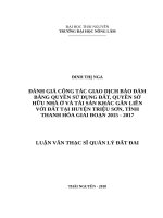 Đánh giá công tác giao dịch bảo đảm bằng quyền sử dụng đất, quyền sở hữu nhà ở và tài sản khác gắn liền với đất tại huyện triệu sơn, tỉnh thanh hóa giai đoạn 2015 2017 