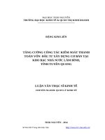 Tăng cường công tác kiểm soát thanh toán vốn đầu tư xây dựng cơ bản tại kho bạc nhà nước lâm bình, tỉnh tuyên quang 
