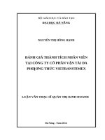 Đánh giá thành tích nhân viên tại công ty cổ phần vận tải đa phương thức vietranstimex 