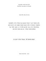 Nghiên cứu tính đa dạng thực vật thân gỗ, đề xuất các biện pháp bảo tồn và phát triển tại tiểu khu 14 vườn quốc gia cúc phương huyện nho quan, tỉnh ninh bình 