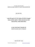 Chuyển dịch cơ cấu kinh tế nông nghiệp theo hướng hợp lý trên địa bàn huyện tam dương, tỉnh vĩnh phúc 